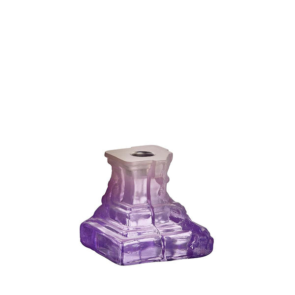 Orrefors Kosta Boda, Kosta Boda Rocky Baroque Candlestick Lilac Haze Small