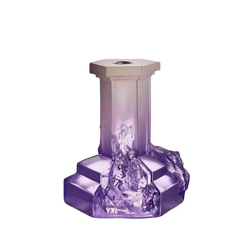 Orrefors Kosta Boda, Kosta Boda Rocky Baroque Candlestick Lilac Haze Large