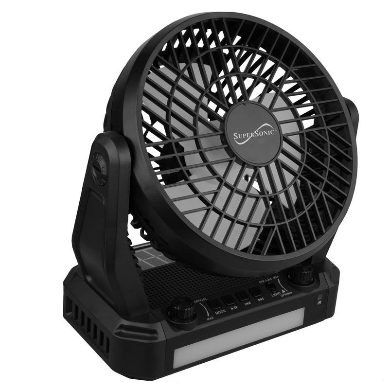 Supersonic SC-1076ERF Solar Power Portable Fan and Bluetooth Speaker w ...
