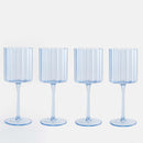 Jeanne Fitz Jeanne Fitz Scalloped Rim Fluted Wine Glass, Set of 4, 12oz, Blue