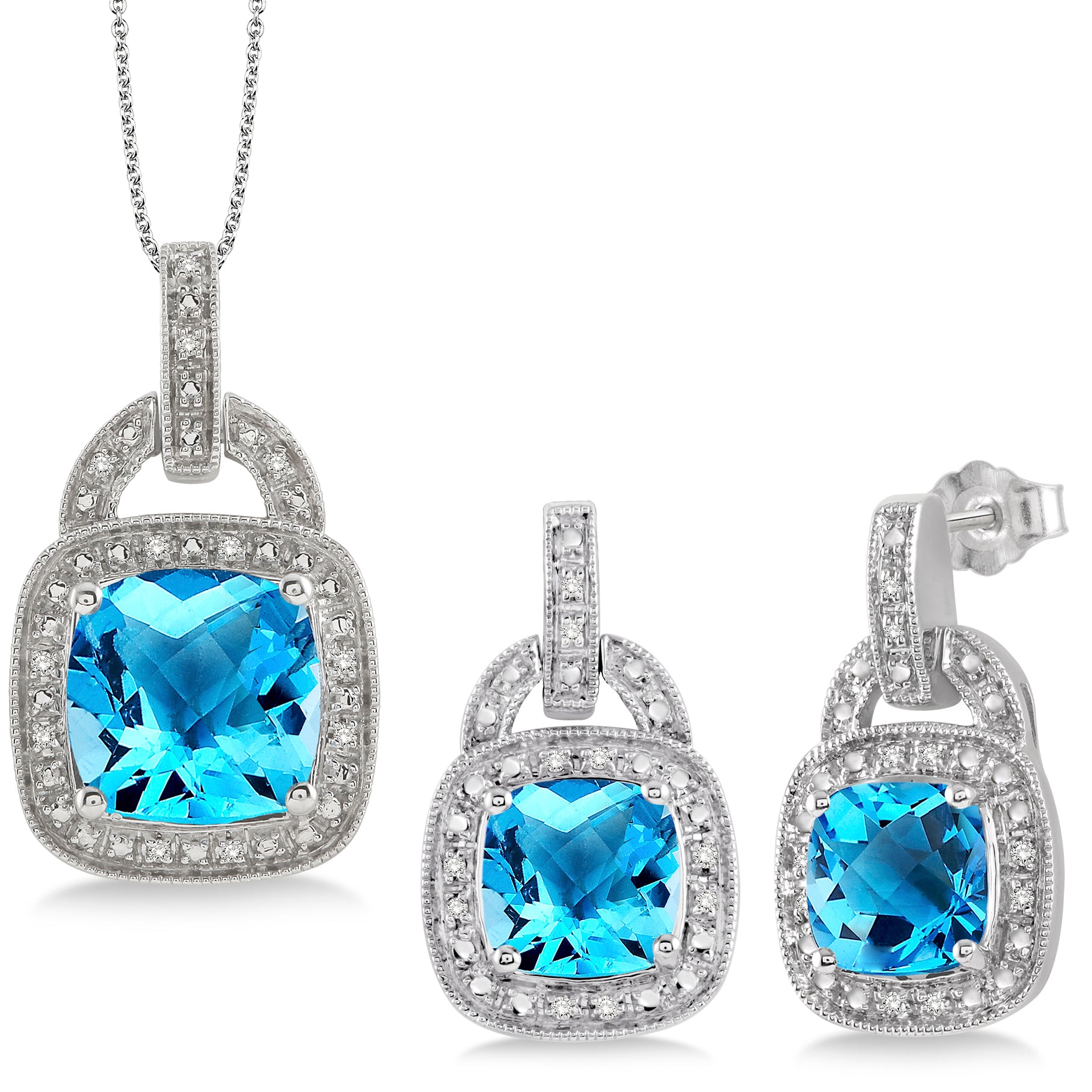 Blue Topaz Earring and Necklace Set