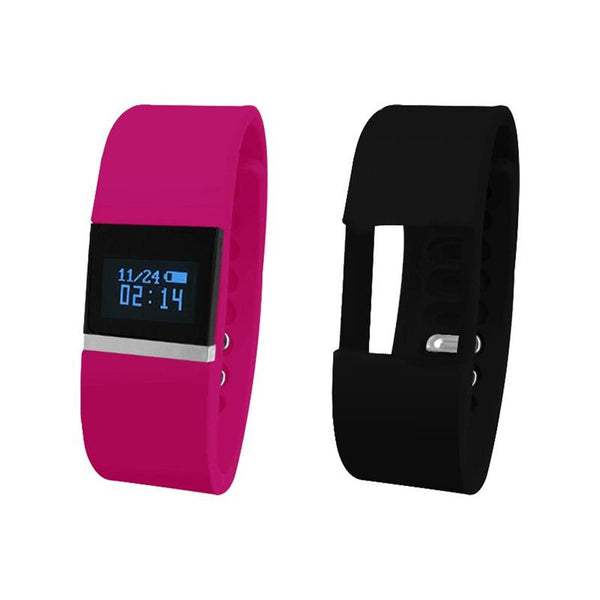 iTouch Wearables Bluetooth Interchangeable Strap Fitness Tracker - (Pink and Black)