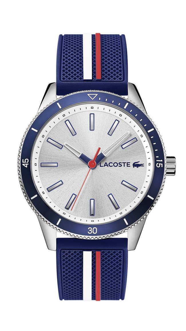 Lacoste Key West Gents, SS Case, Silver/White Dial, Multiple Color Silicone Strap