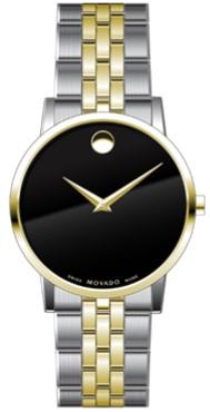 Movado Museum Classic Gents, Stainless Steel/YG PVD Case & Bracelet, Black Dial