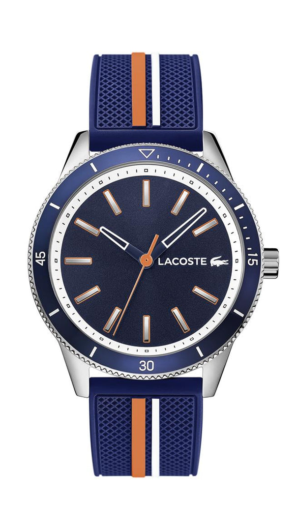 Lacoste Key West Gents, SS Case, Blue Dial, Multiple Color Silicone Strap
