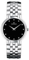 Movado Faceto Gents, Stainless Steel Case with Diamonds & Bracelet w/ Black Dial