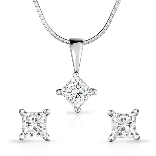 Diamond Earrings and Necklace Set