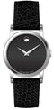 Movado Classic Museum Ladies, Stainless Steel Case, Black Dial & Strap