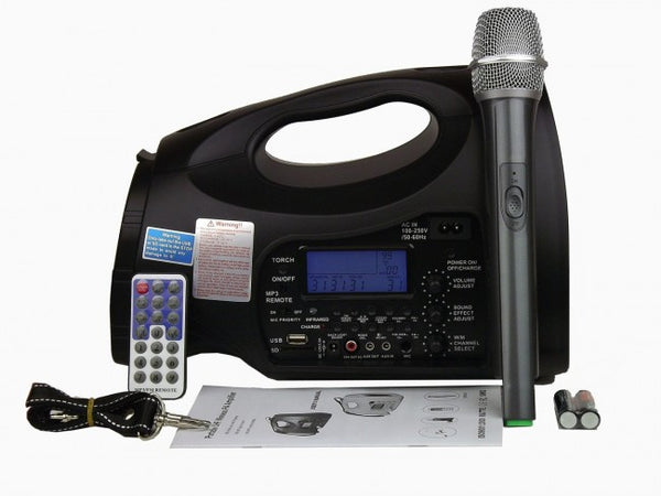Hisonic Rechargeable Portable PA System, 100-Channel UHF, Wireless Mic, Music Player with Voice Recorder