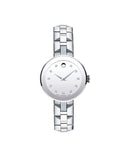 Movado Sapphire Ladies, SS Case w/ 36 North/South Diamonds, Silver Mirror Dial w/ 11 Diamond Markers