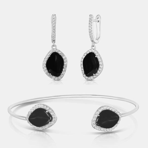 Onyx Bracelet & Earrings Set