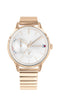 Tommy Hilfiger Ladies, CG Plated Case, Silver/White Sunray Dial, Carnation Gold Plated Bracelet