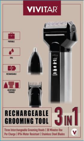 Vivitar Men's 3-in-1 Rechargeable Grooming Tool Kit