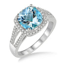 Aquamarine & Diamond Ring