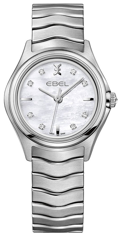 Ebel Wave Ladies, SS Case, White Mother Of Pearl Dial, and SS Bracelet