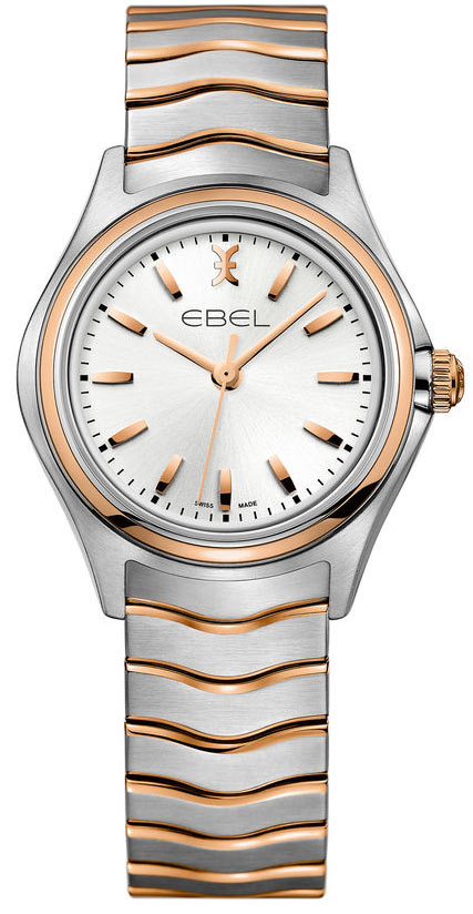 Ebel Wave Ladies, SS Case, Silver Galvanic Dial, and SS Bracelet W/ Red Gold Waves