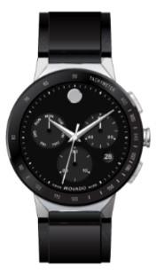 Movado Sapphire Gents, Black PVD Stainless Steel Case, Black Dial, Black Rubber Strap