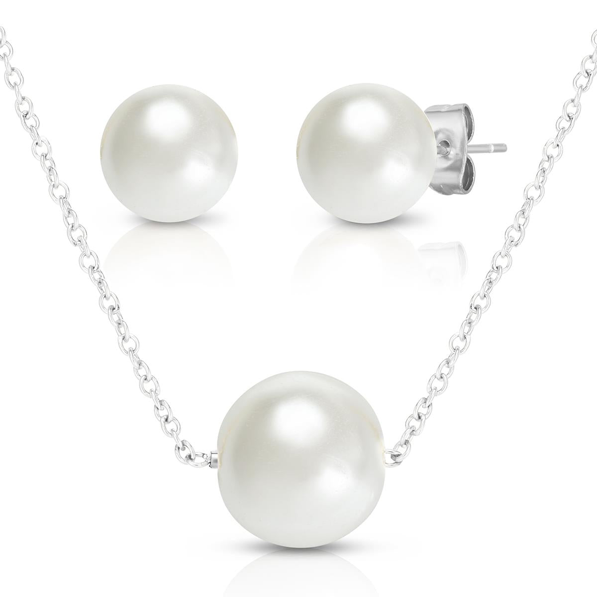 Pearl Pendant and Earrings Set