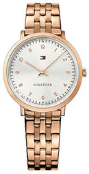 Tommy Hilfiger Ladies, IP Thin RG Plated 2 Steel Case & Bracelet, Silver Dial W/Applied Number
