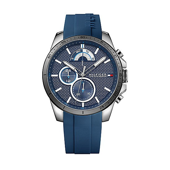 Tommy Hilfiger Gents, Stainless Steel Case, Blue Silicone Strap, Navy Dial