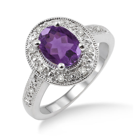 Amethyst & Diamond Ring