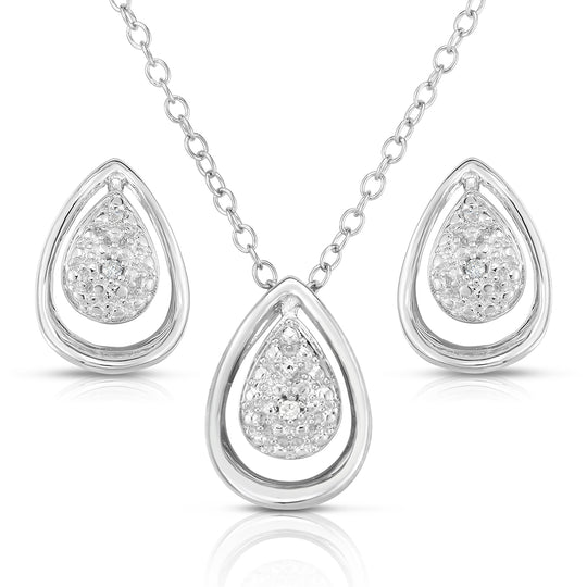 Diamond Tear Drop Earring & Necklace Set