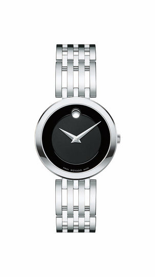 Movado Esperanza Ladies, Stainless Steel Open Link Bracelet w/ Black Dial