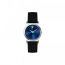 Movado Classic Museum Ladies, Stainless Steel Case, Blue Dial & Black Leather Strap