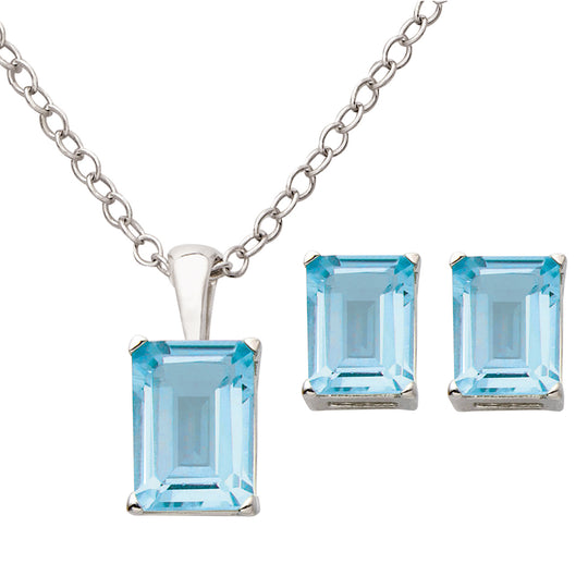 Blue Topaz Earring & Necklace Set