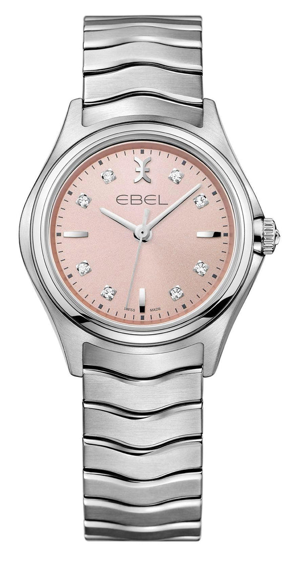 Ebel Wave Ladies, SS Case, Silver Galvanic Dial, and SS Bracelet W/Gold Waves