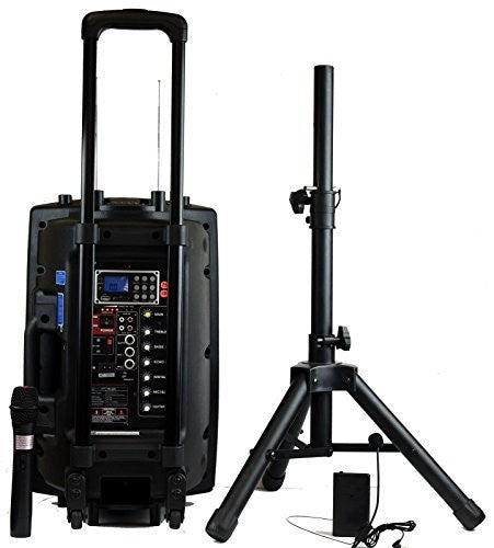 Hisonic Rechargeable PA System with Dual Wireless Mics with MP3 Player/Recorder, BT Connection and Tripod