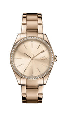 Lacoste Parisienne Ladies, CG Case w/Swarovski Crystals Carnation RG Dial, Carnation Gold Bracelet