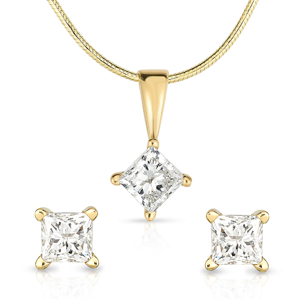 Diamond Earrings and Necklace Set