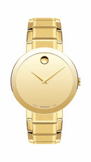 Movado Sapphire Gents, Yellow Gold PVD Stainless Steel Case and Bracelet, Gold-Toned Dial