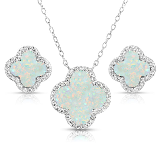 Opal Earrings & Necklace Set