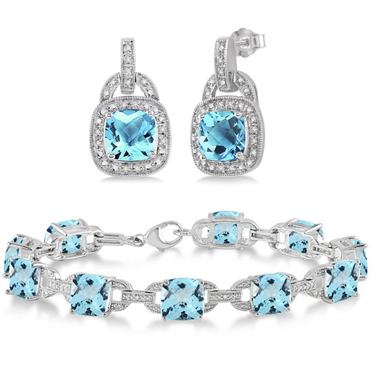 Blue Topaz Bracelet & Earring Set