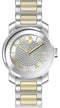 Movado Bold Ladies, Silver-toned Dial with Pave Crystal Center, Two-Toned Case & Bracelet