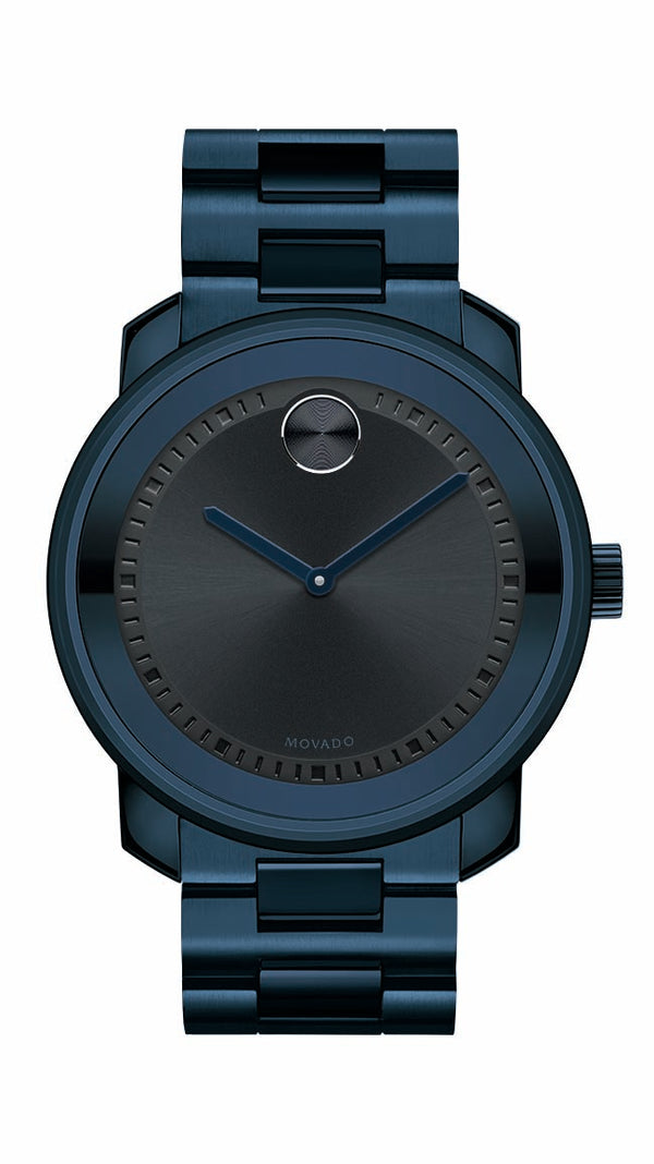 Movado Bold Gents, Blue Ion-Plated Case & Bracelet, Navy Metallic Dial