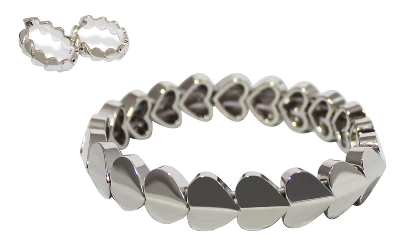 Kate Spade Hertiage Spade Huggies & Stretch Bracelet - Silver