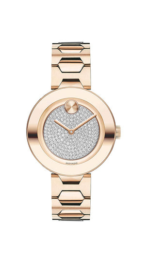 Movado Bold Ladies, Carnation Pink Ion-Plated SS Case & Bracelet, Pink-Tone Dial