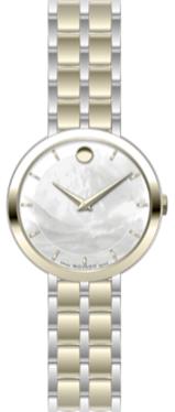 Movado Kora Ladies, SS and Pale Yellow Case & Bracelet, White MOP Dial