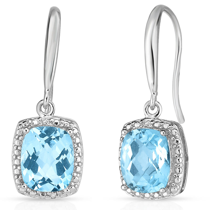 Diamond and Blue Topaz Earrings