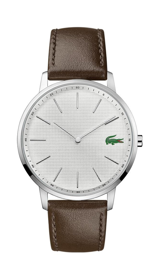 Lacoste Moon Gents Watch, Stainless Steel Case, Silver Dial, Brown Leather Strap