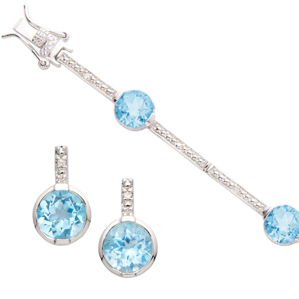 Blue Topaz Bracelet & Earring Set