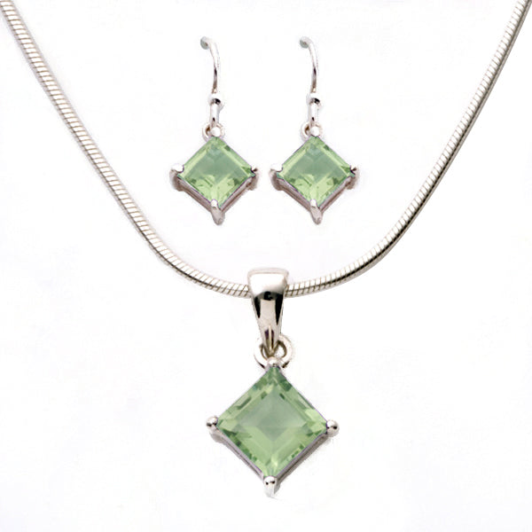 Green Amethyst Earring & Necklace Set
