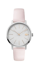 Lacoste Moon Ladies Watch, Stainless Steel Case, Silver-White Dial, Pink Leather Strap