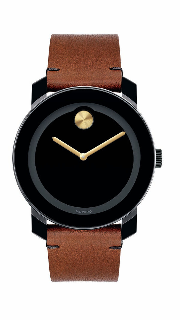 Movado Bold Gents, TR90 Composite Material/Stainless Steel Case, Black Dial