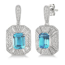 Blue Topaz & Diamond Earrings