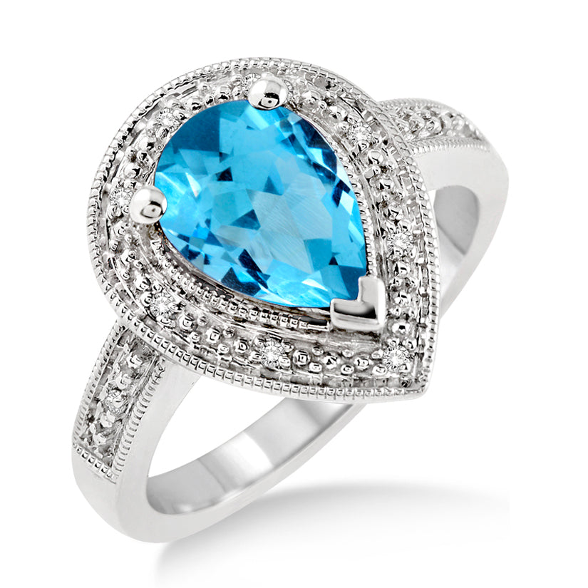 Blue Topaz and Diamond Ring