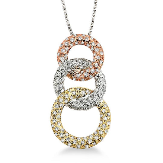 Diamond Tri-Color Circle Necklace